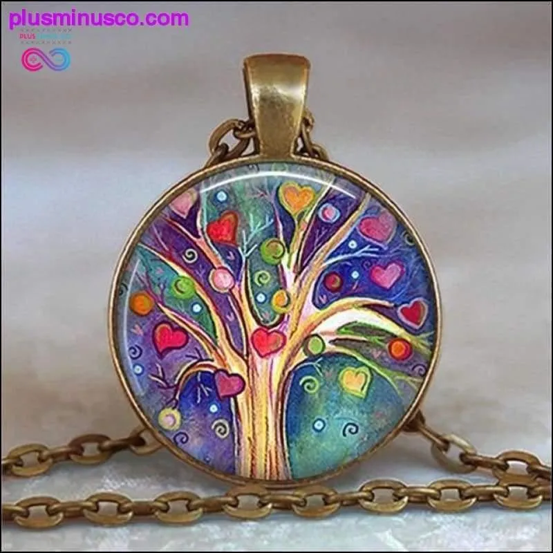 Tree Of Life Glass Cabochon Statement Necklace & Pendant