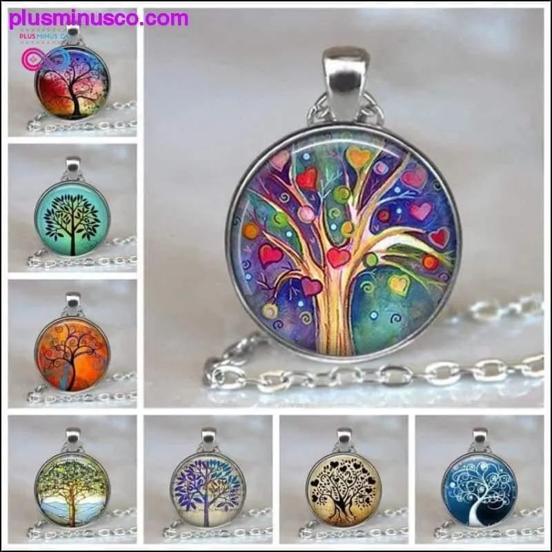 Tree Of Life Glass Cabochon Statement Necklace & Pendant
