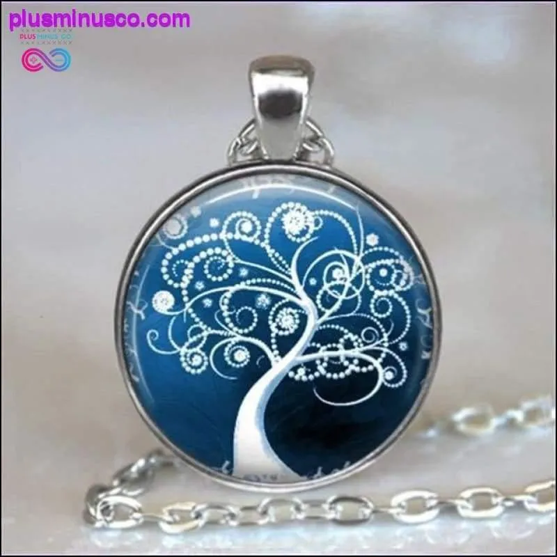Tree Of Life Glass Cabochon Statement Necklace & Pendant