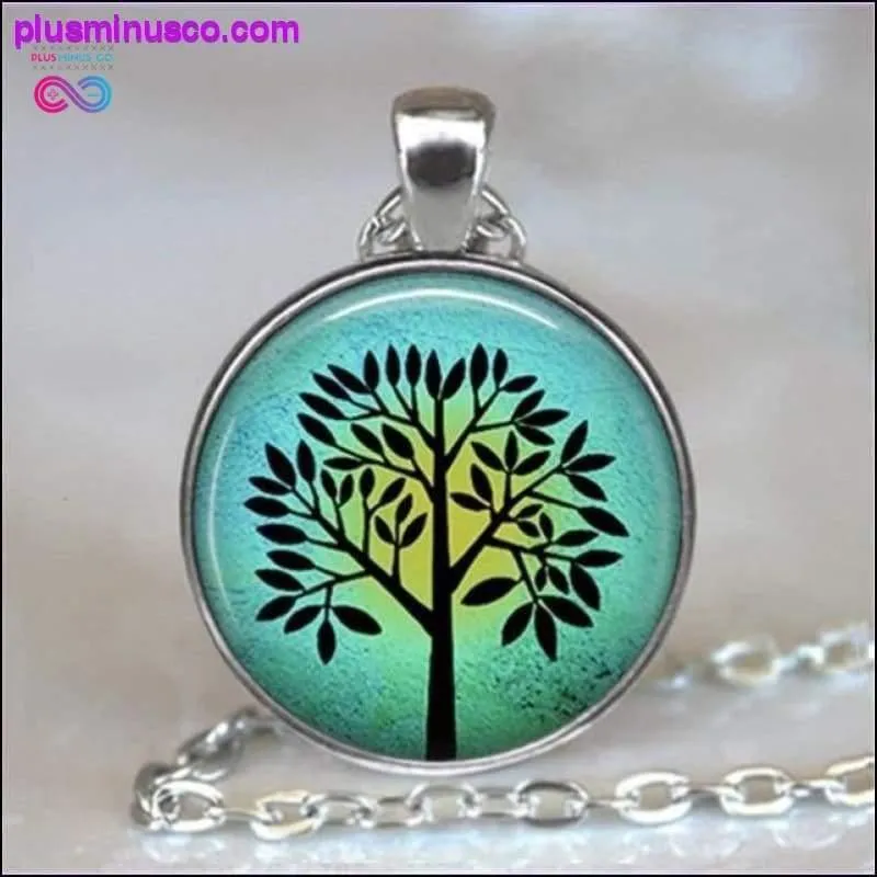 Tree Of Life Glass Cabochon Statement Necklace & Pendant