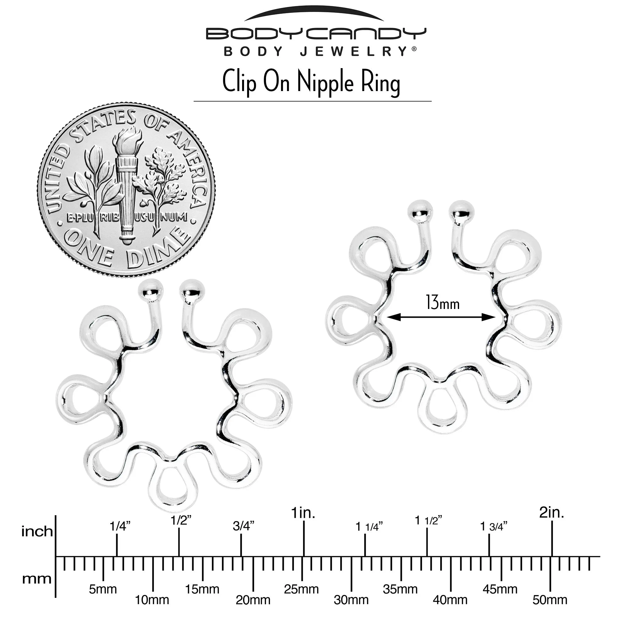 Trippy Flower Clip On Fake Nipple Ring Set