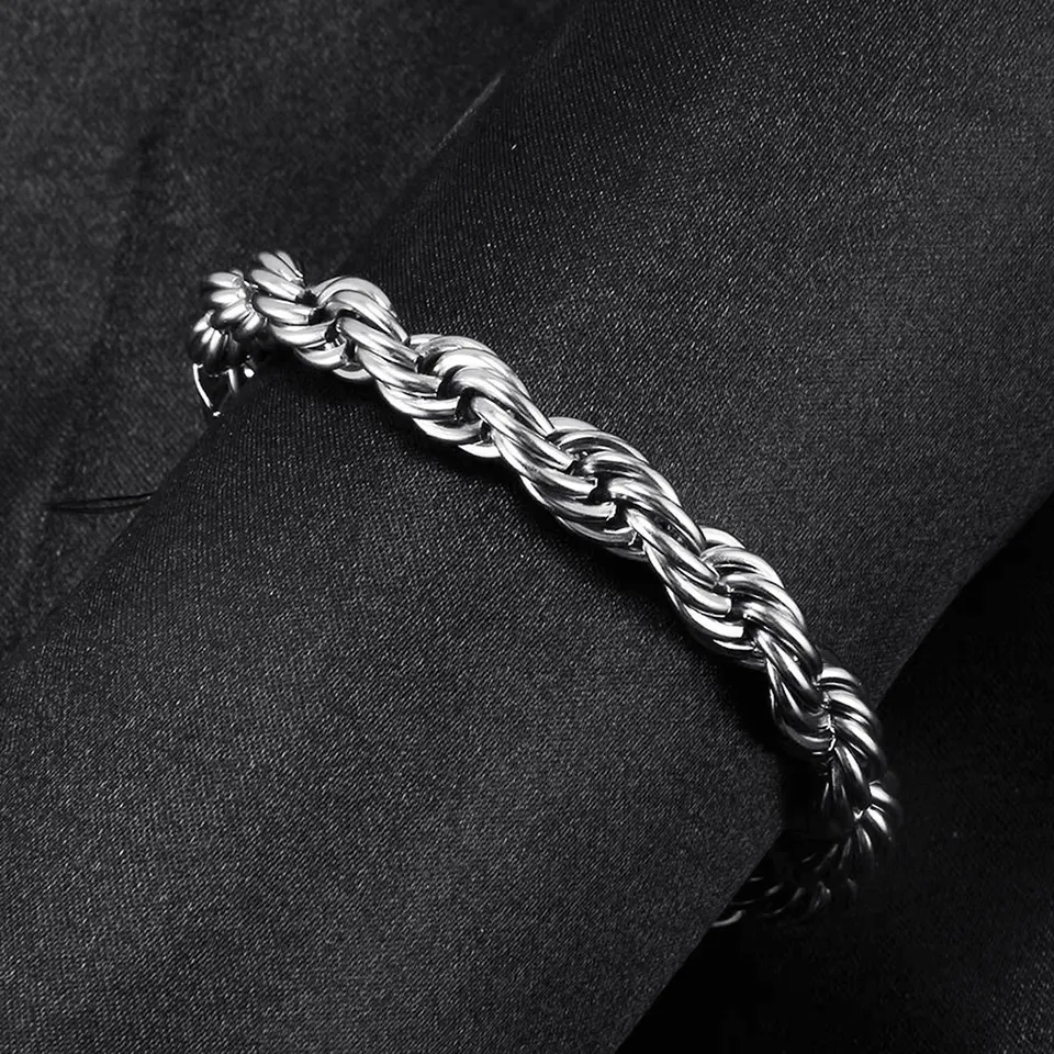 Twisted Rope Chain Bracelet Sterling Silver 18K Gold-Plated