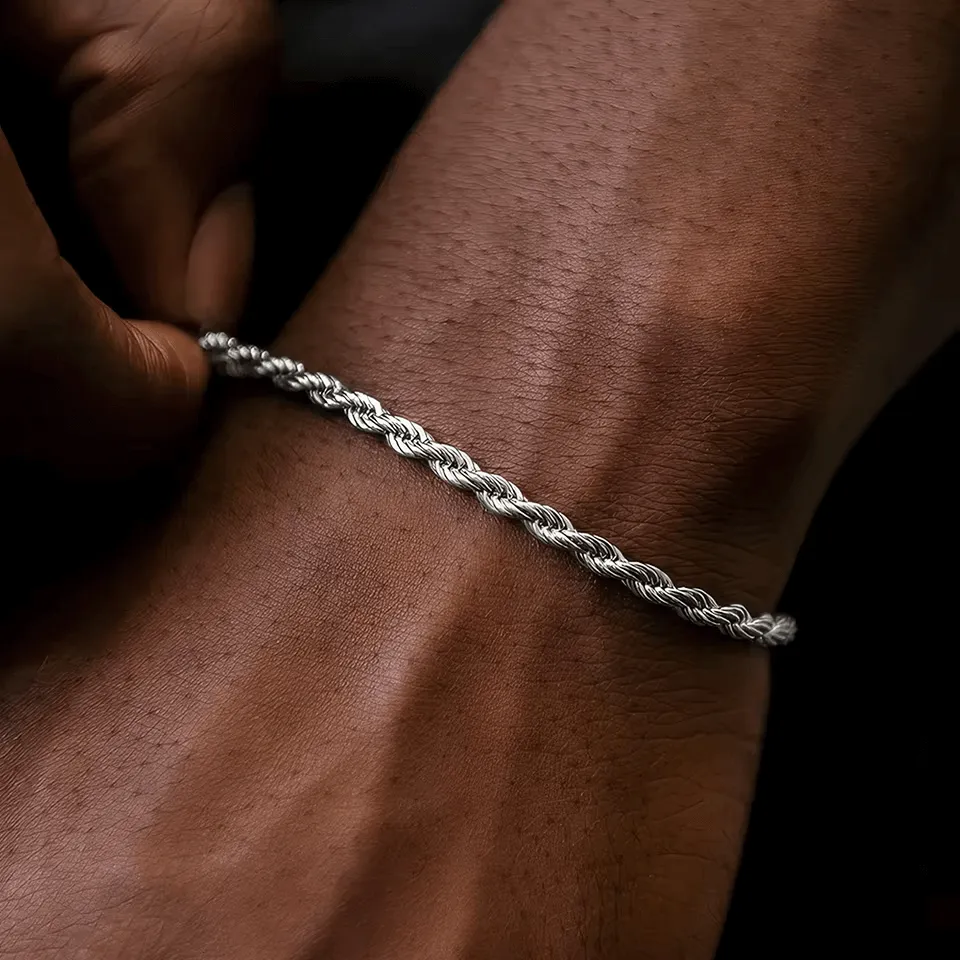 Twisted Rope Chain Bracelet Sterling Silver 18K Gold-Plated