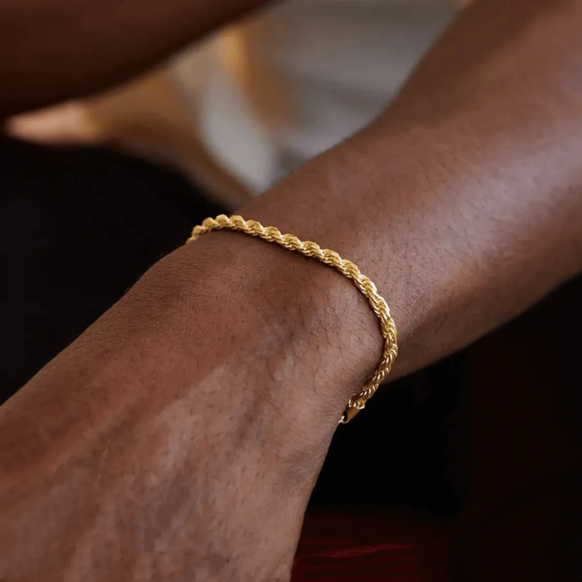 Twisted Rope Chain Bracelet Sterling Silver 18K Gold-Plated
