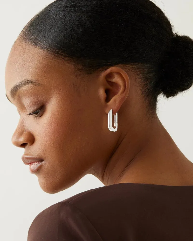 U-Link Earrings in High Polish Silver