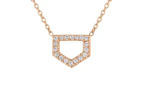 Unique Polygon Shape Diamond Necklace, 14K Rose Gold Polygon Pendant necklace, Diamond Rose Gold Exquisite Necklace