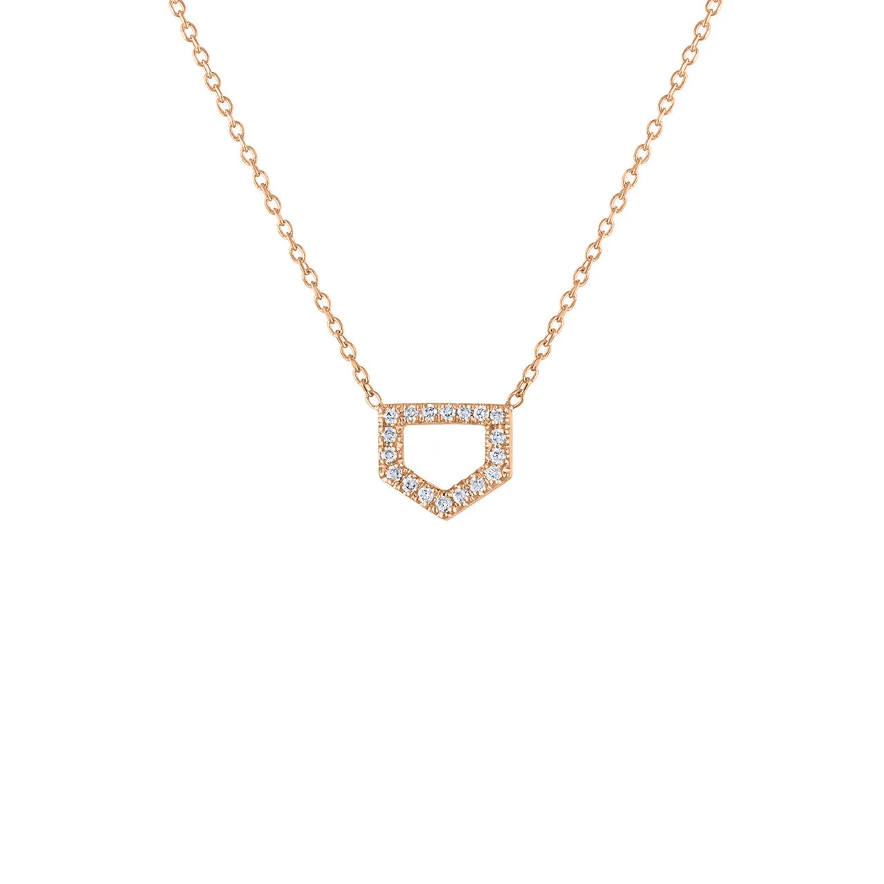 Unique Polygon Shape Diamond Necklace, 14K Rose Gold Polygon Pendant necklace, Diamond Rose Gold Exquisite Necklace
