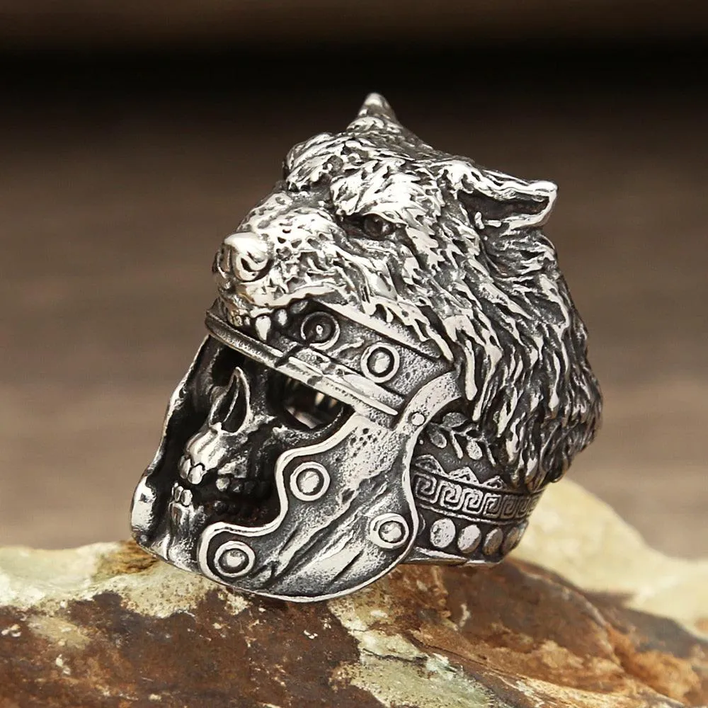 Unleash Your Inner Beast with Domineering Viking Wolf Head Skull Rings in Retro Stainless Steel