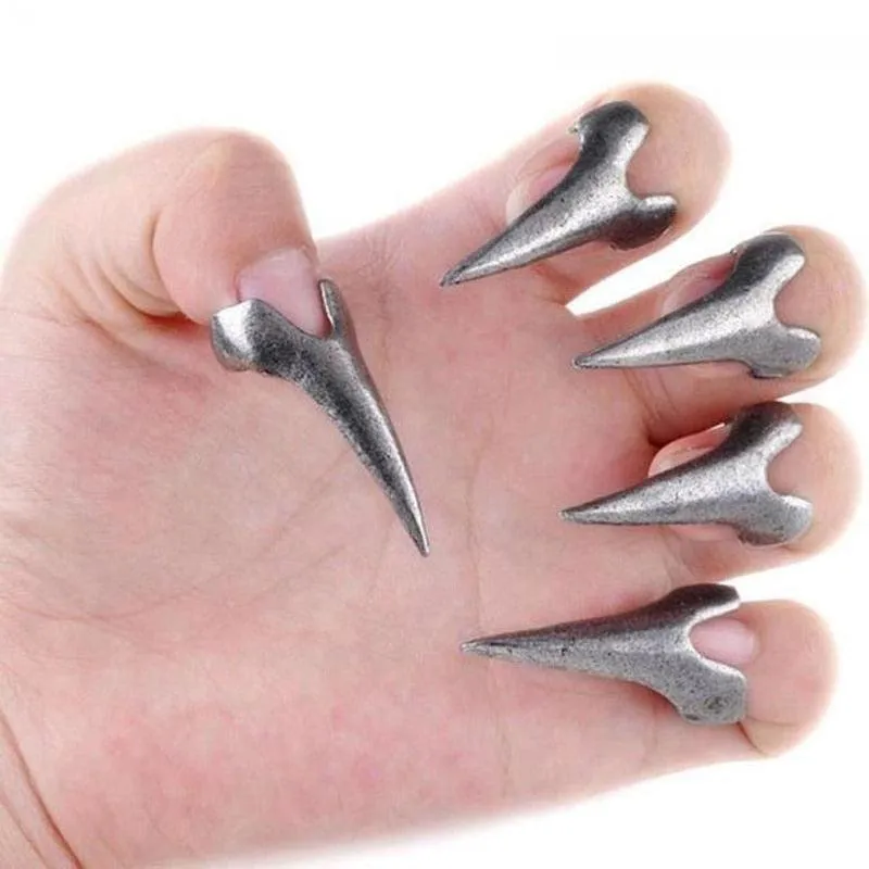Unleash Your Inner Rebel with 5 Pcs Retro Punk Gothic Talon Nail Finger Claw Spike Rings