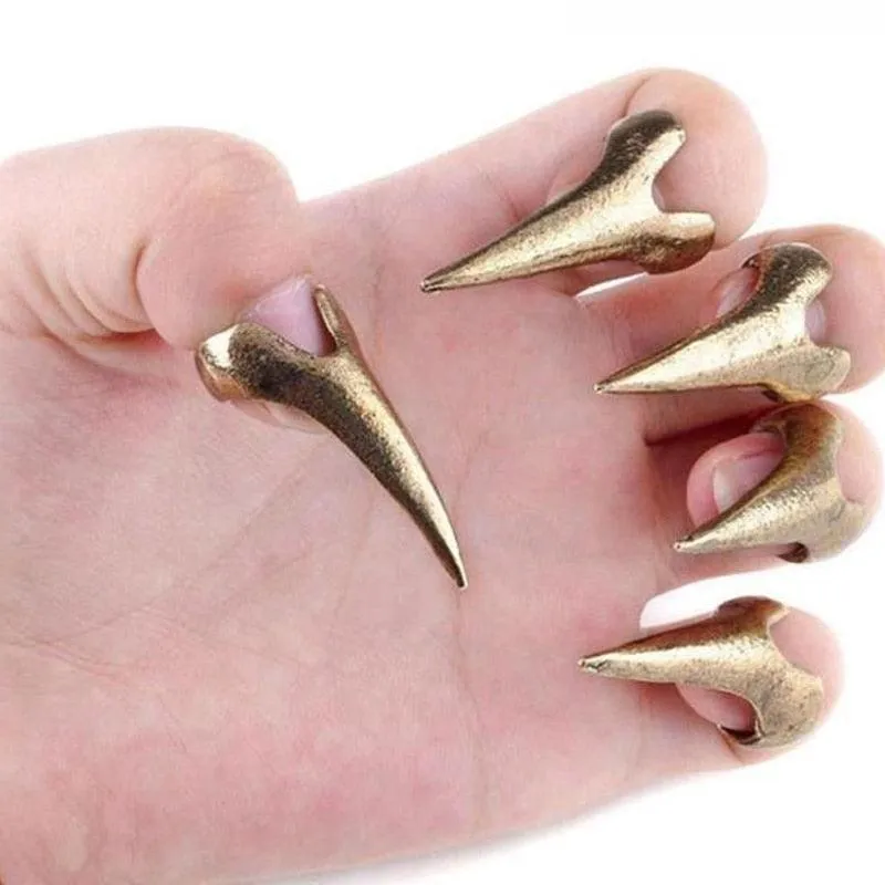 Unleash Your Inner Rebel with 5 Pcs Retro Punk Gothic Talon Nail Finger Claw Spike Rings