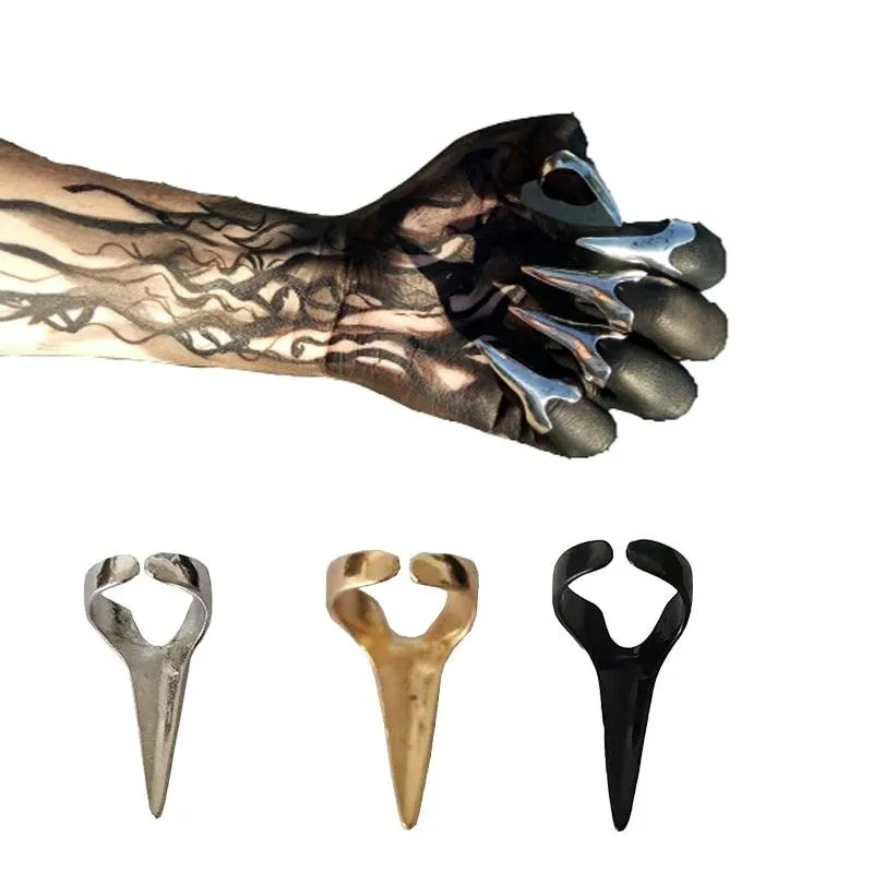 Unleash Your Inner Rebel with 5 Pcs Retro Punk Gothic Talon Nail Finger Claw Spike Rings
