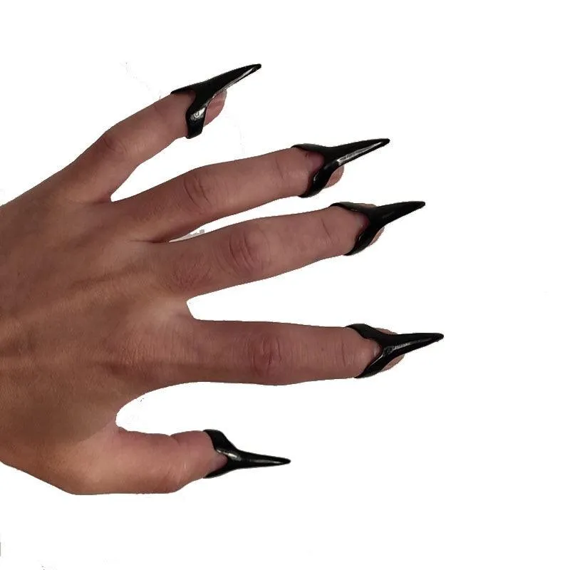 Unleash Your Inner Rebel with 5 Pcs Retro Punk Gothic Talon Nail Finger Claw Spike Rings