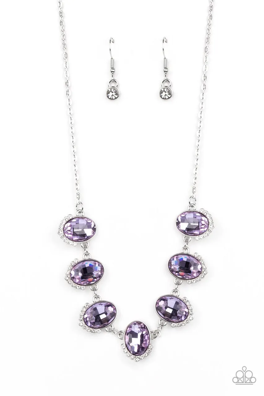 Unleash Your Sparkle - Purple - Oval Rhinestone Paparazzi Short Necklace