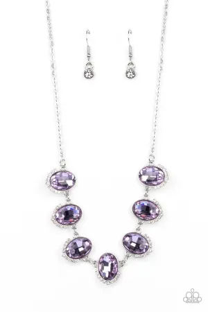 Unleash Your Sparkle - Purple - Oval Rhinestone Paparazzi Short Necklace