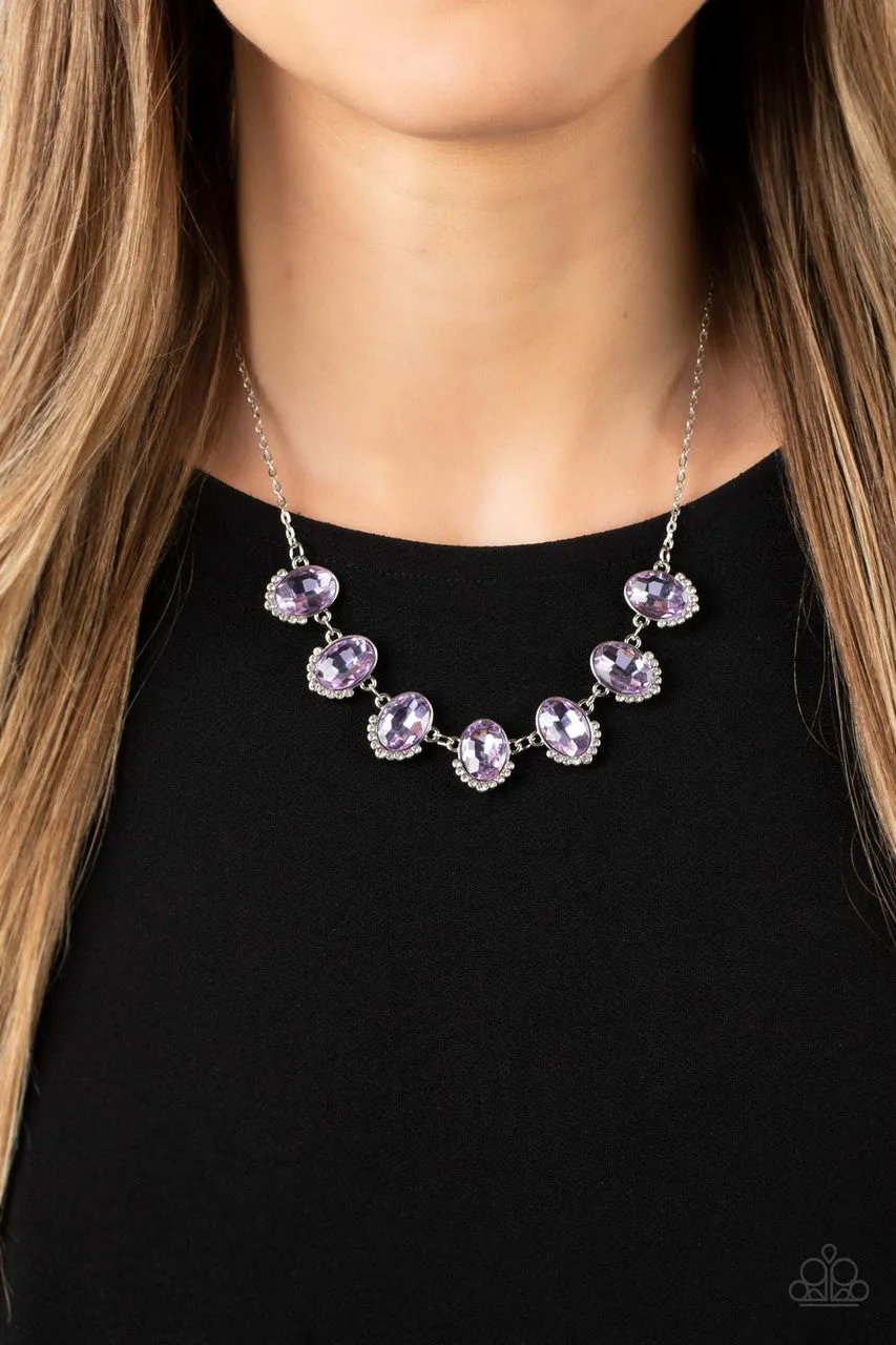 Unleash Your Sparkle - Purple - Oval Rhinestone Paparazzi Short Necklace