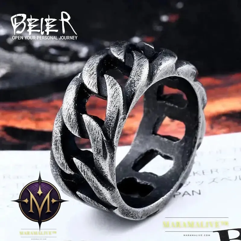 Updated Designs 316L Stainless Steel High Quality Ring Gothic Chain Knitting Ring For Men Personality Retro Jewelry