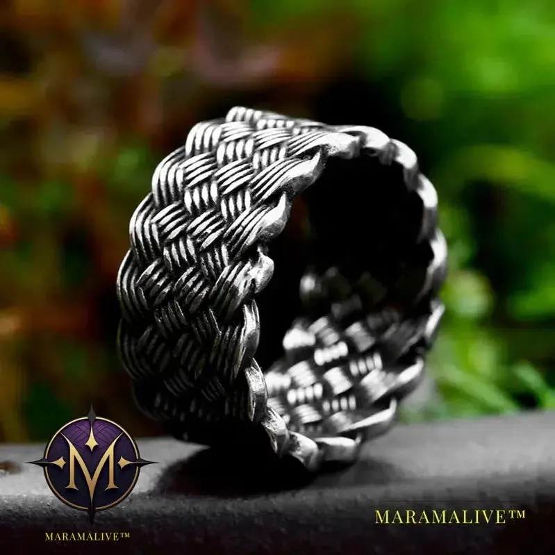Updated Designs 316L Stainless Steel High Quality Ring Gothic Chain Knitting Ring For Men Personality Retro Jewelry
