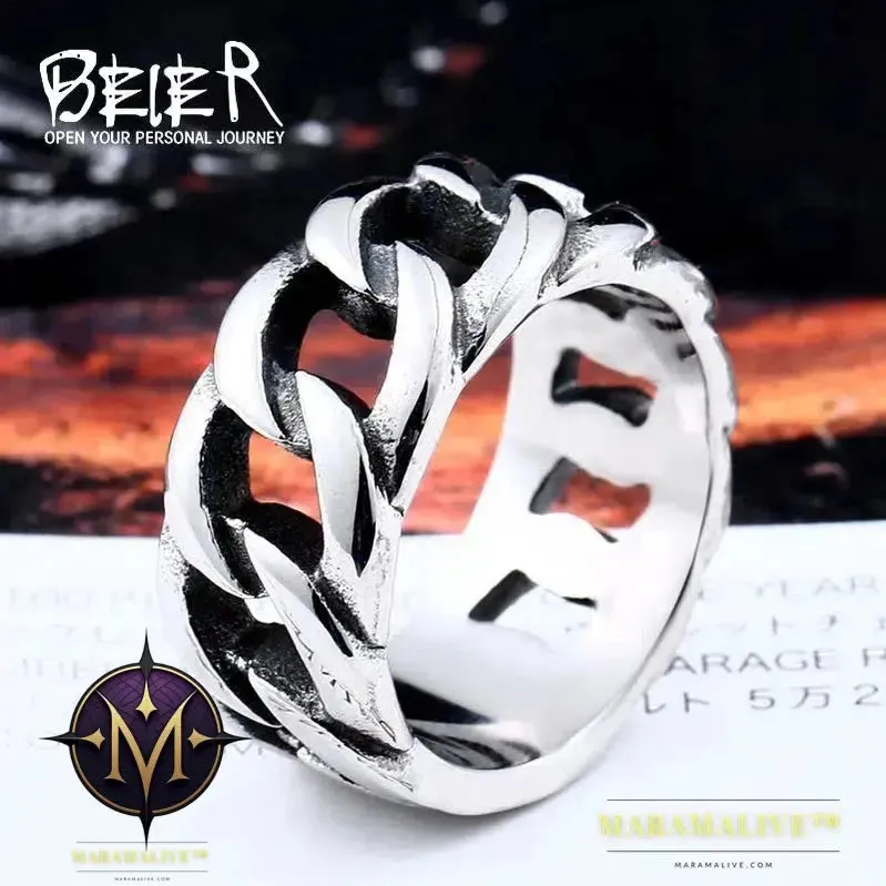 Updated Designs 316L Stainless Steel High Quality Ring Gothic Chain Knitting Ring For Men Personality Retro Jewelry