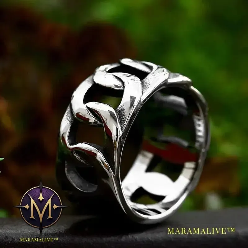 Updated Designs 316L Stainless Steel High Quality Ring Gothic Chain Knitting Ring For Men Personality Retro Jewelry