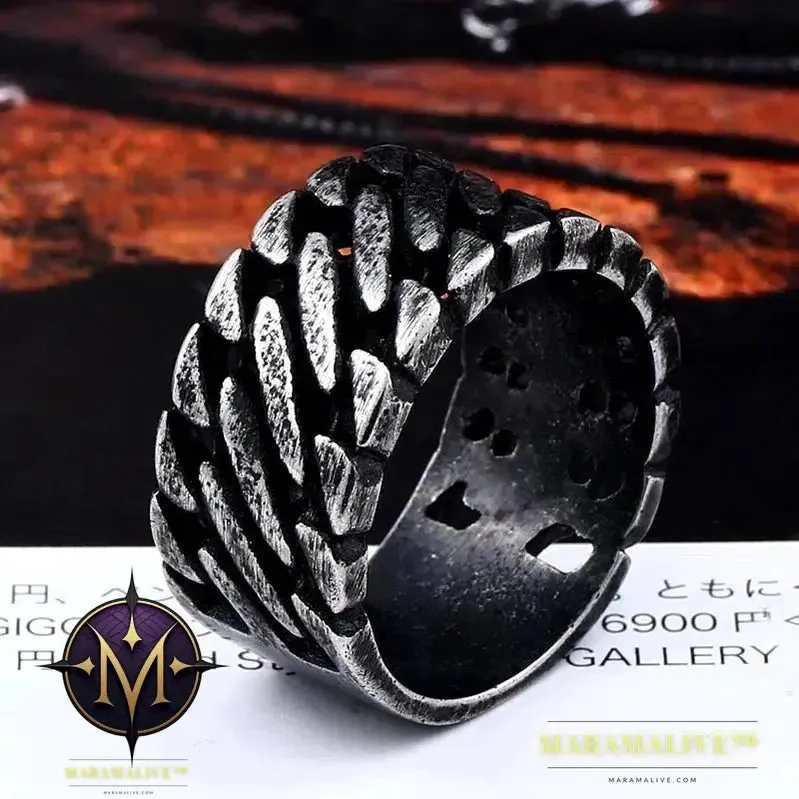 Updated Designs 316L Stainless Steel High Quality Ring Gothic Chain Knitting Ring For Men Personality Retro Jewelry