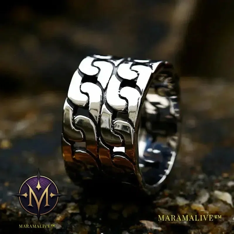 Updated Designs 316L Stainless Steel High Quality Ring Gothic Chain Knitting Ring For Men Personality Retro Jewelry
