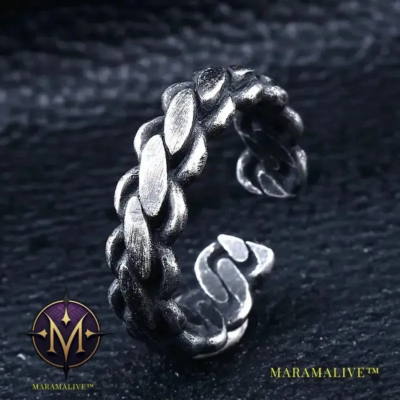Updated Designs 316L Stainless Steel High Quality Ring Gothic Chain Knitting Ring For Men Personality Retro Jewelry
