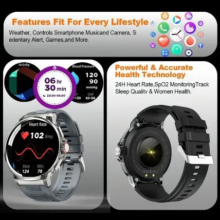 V69 Ultra HD Military grade smartwatch with 710mAh largest battery ever, 400  watch face, ip68 waterproof & Two straps.