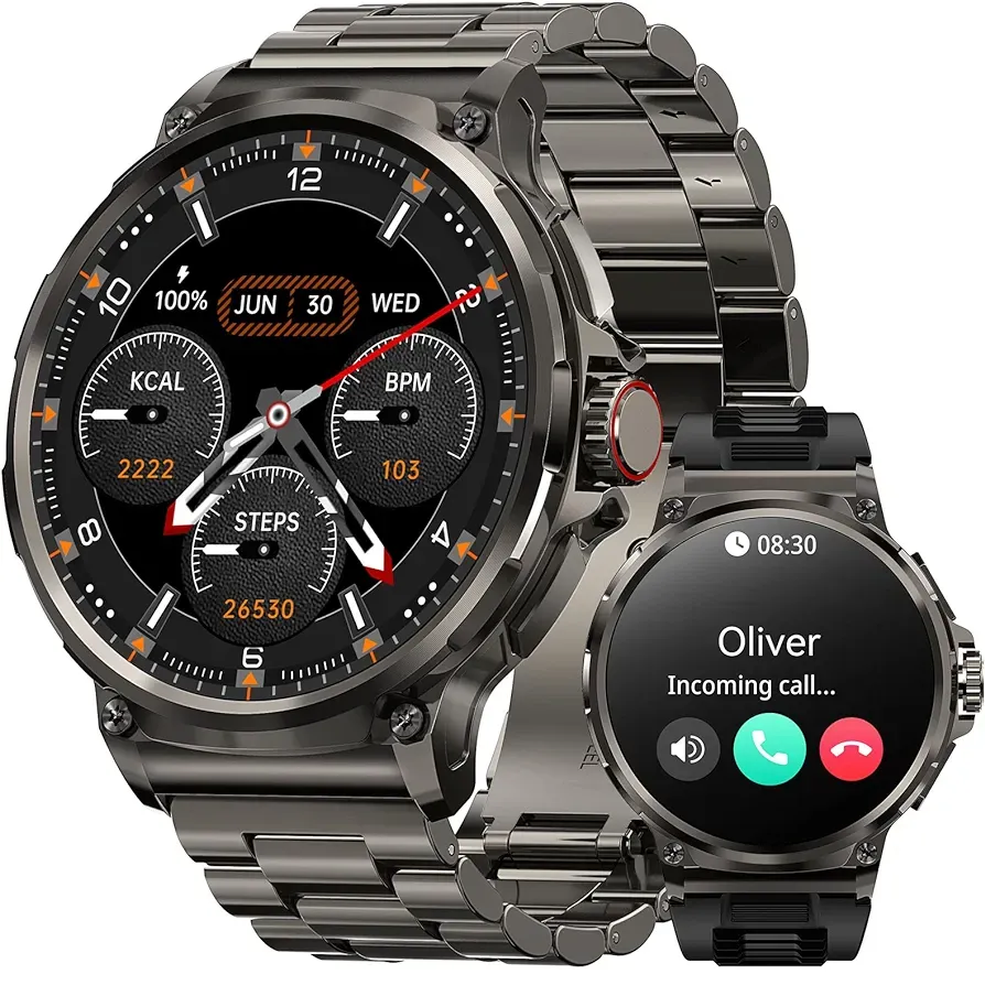 V69 Ultra HD Military grade smartwatch with 710mAh largest battery ever, 400  watch face, ip68 waterproof & Two straps.
