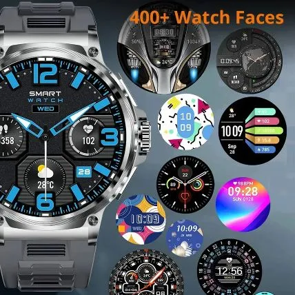 V69 Ultra HD Military grade smartwatch with 710mAh largest battery ever, 400  watch face, ip68 waterproof & Two straps.