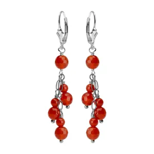 Vibrant Carnelian Sterling Silver Dangle  Statement Earrings