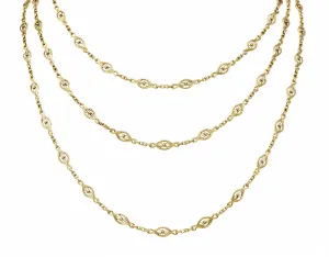 Victorian 14 Karat Gold 62 Inch Filigree Long Chain Necklace