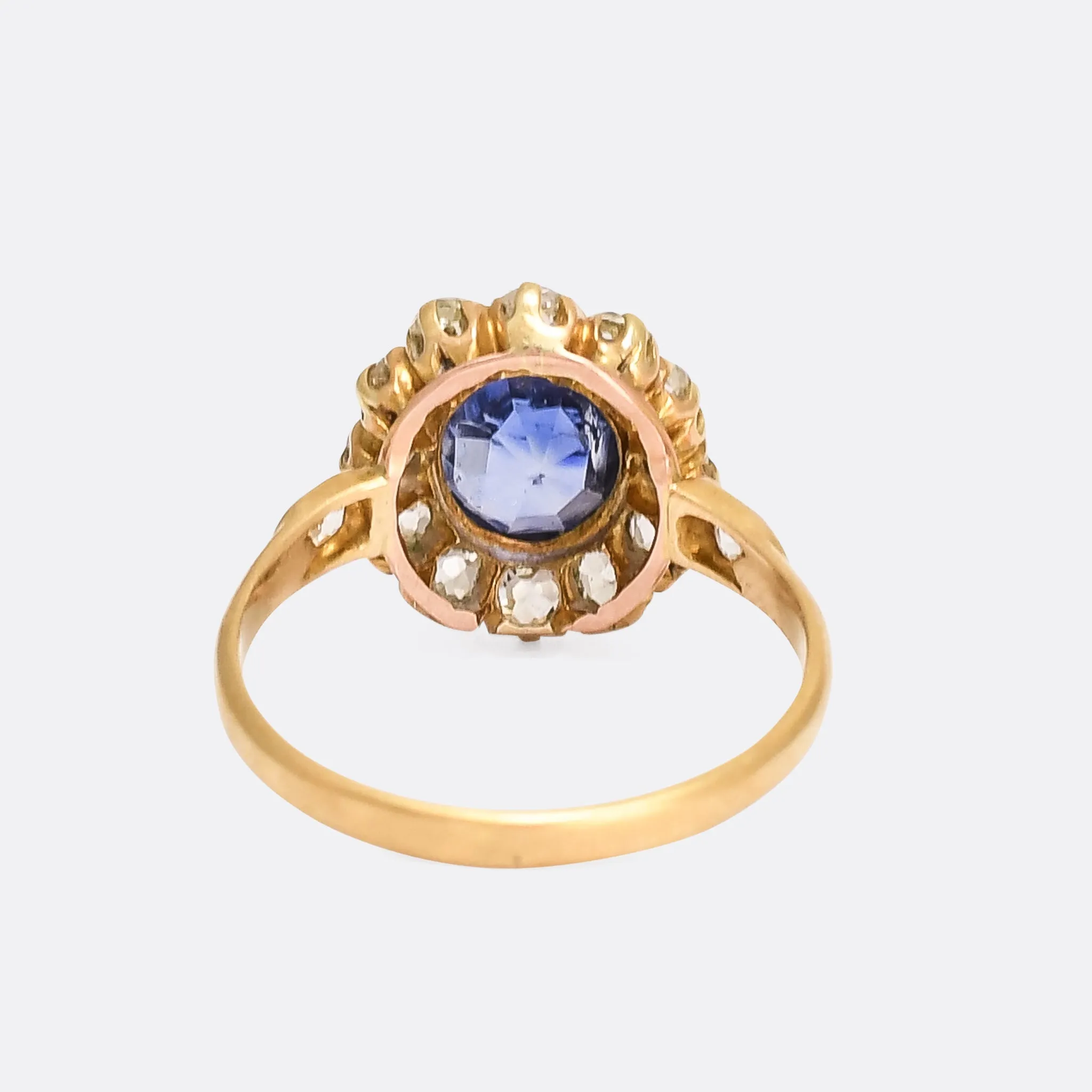 Victorian 3.0ct Ceylon Cornflower Sapphire Cluster Ring