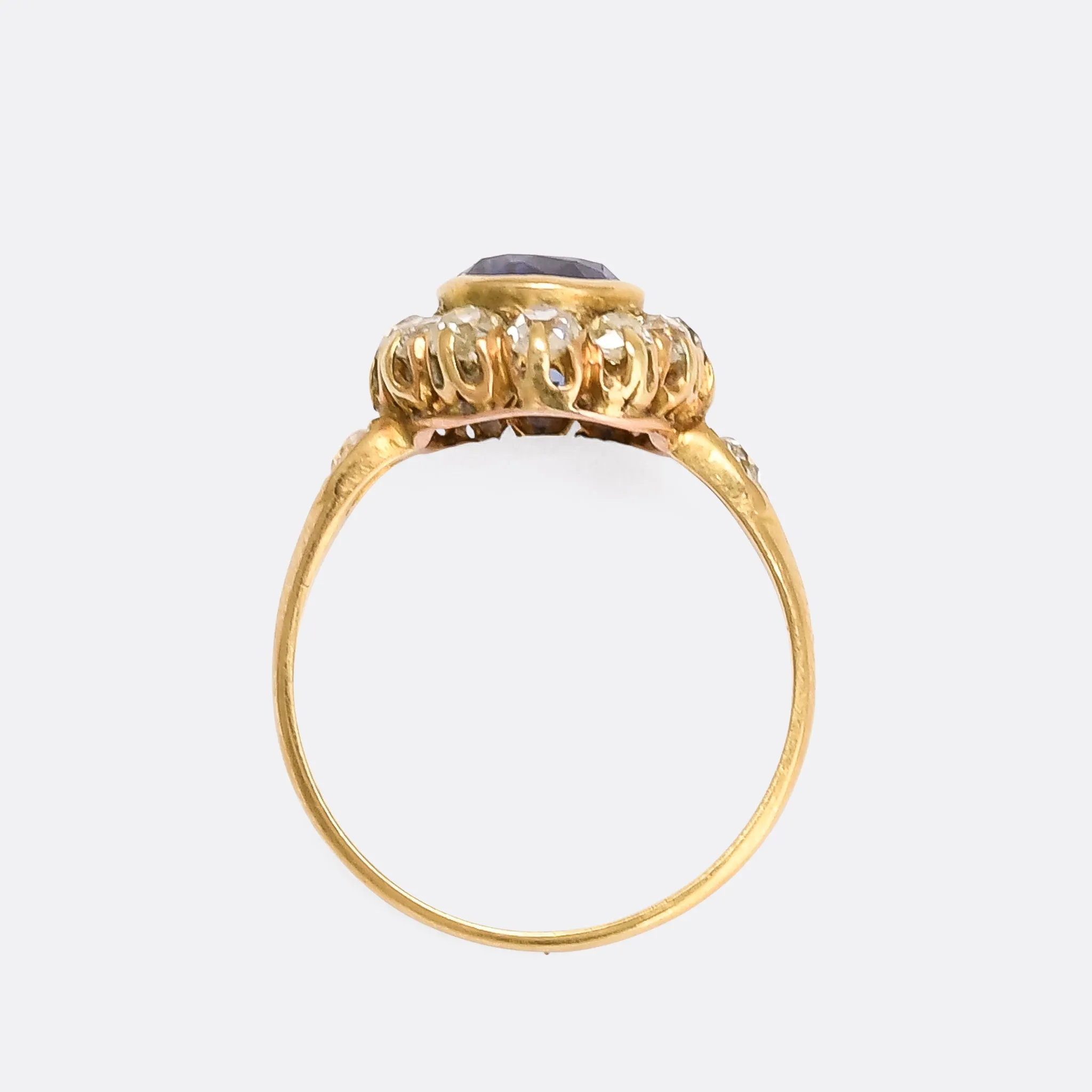 Victorian 3.0ct Ceylon Cornflower Sapphire Cluster Ring