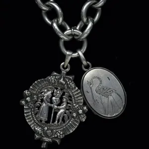 Victorian Chunky Sterling Chain with Locket and Pendant