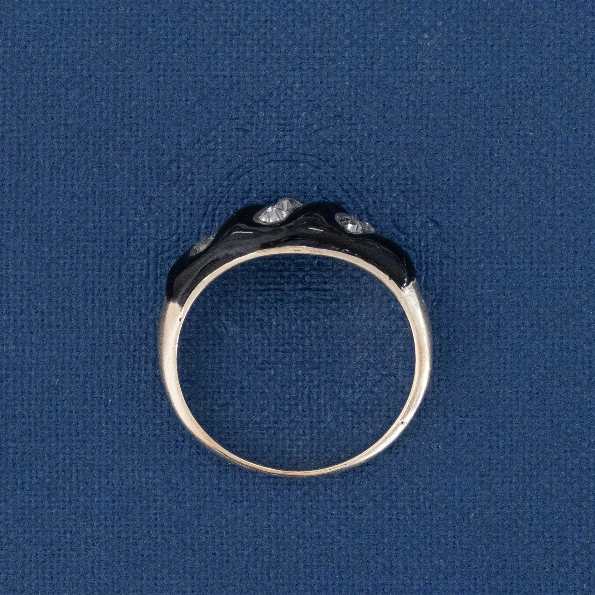 Victorian Old Mine Cut Diamond & Enamel Band