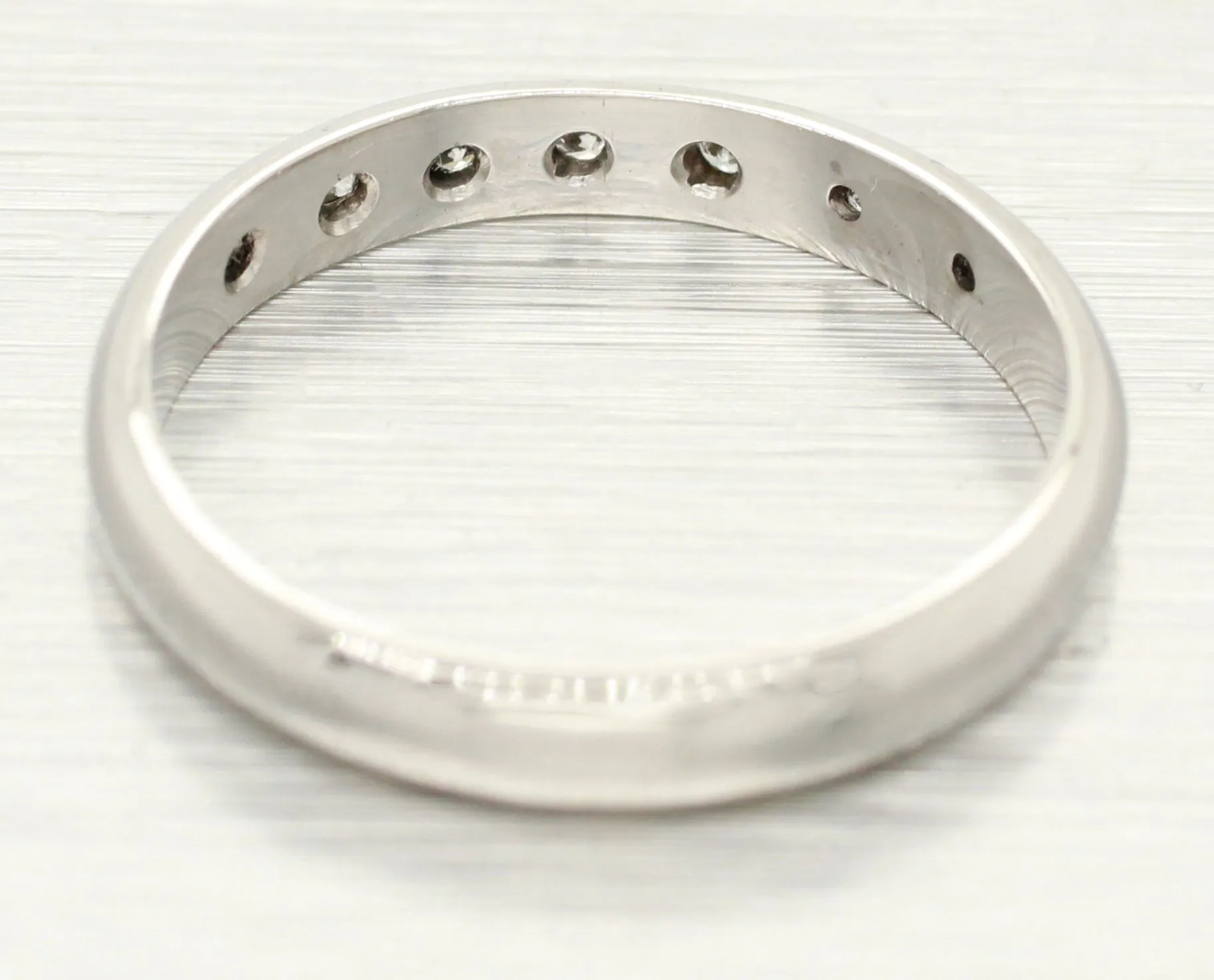 Vintage 0.07ctw Diamond Small Wedding Band - Thin Platinum Ring - Size 5.50