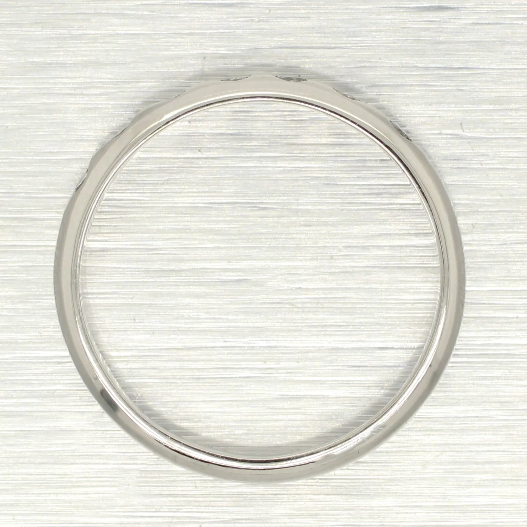 Vintage 0.07ctw Diamond Small Wedding Band - Thin Platinum Ring - Size 5.50