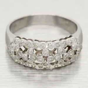 Vintage 0.50ctw Studded Diamond Band Ring - 14k White Gold - Size 9