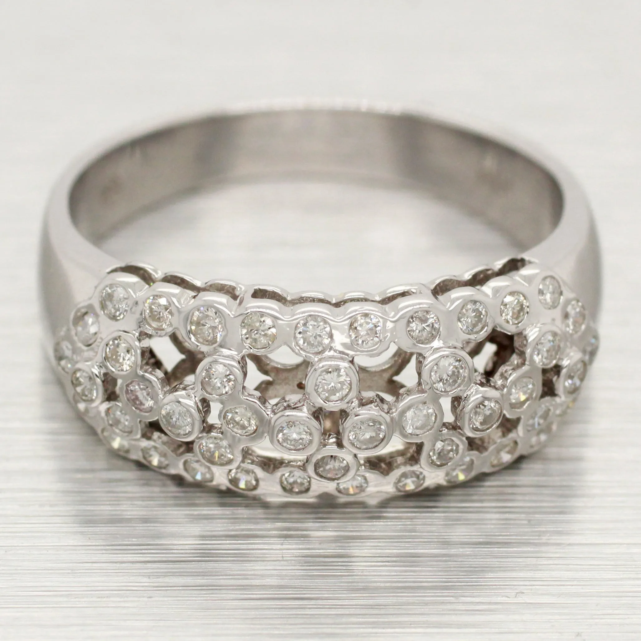 Vintage 0.50ctw Studded Diamond Band Ring - 14k White Gold - Size 9