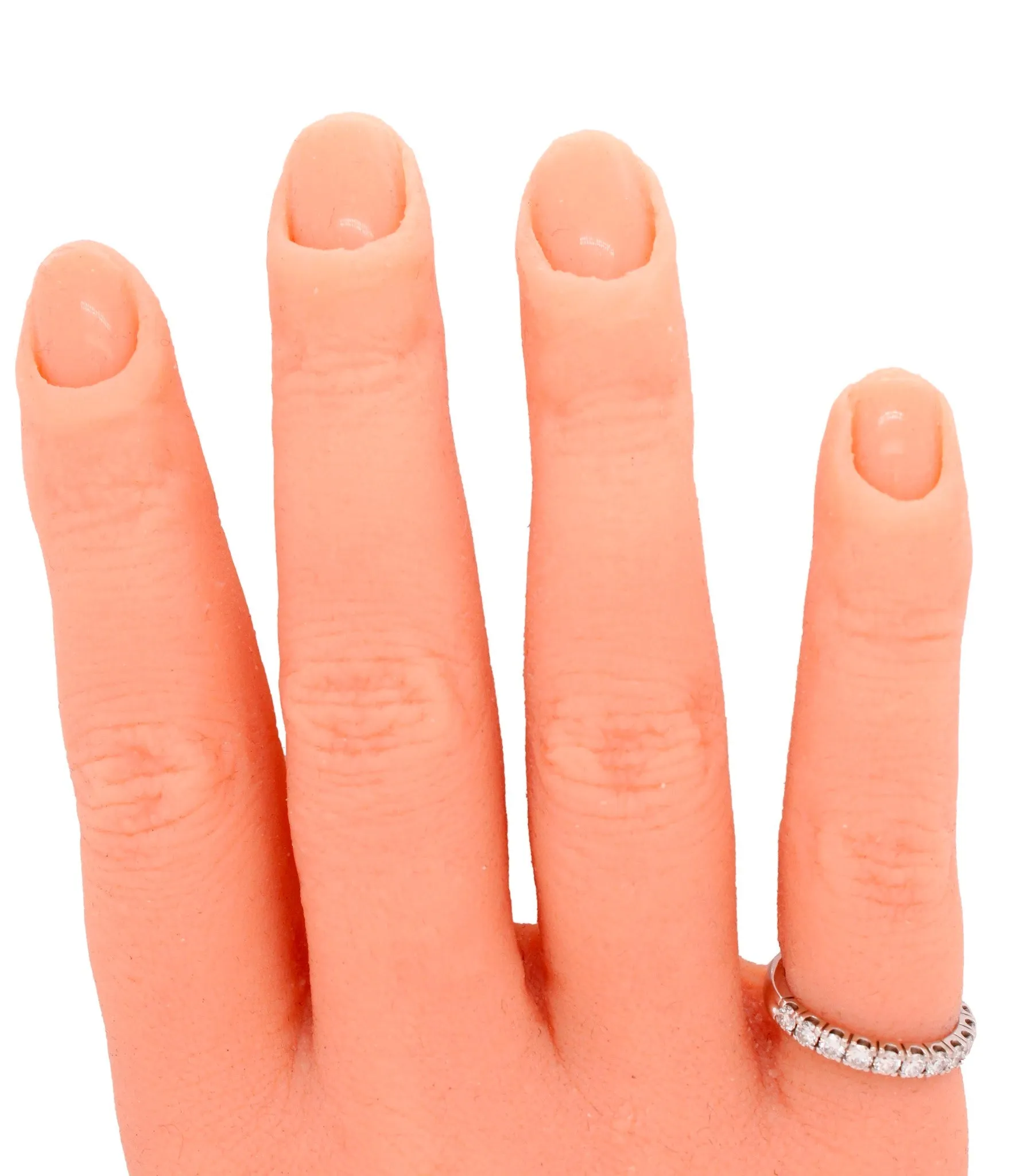 Vintage 0.60ctw Diamond Wedding Band Ring - 14k White Gold - Half-Eternity Style