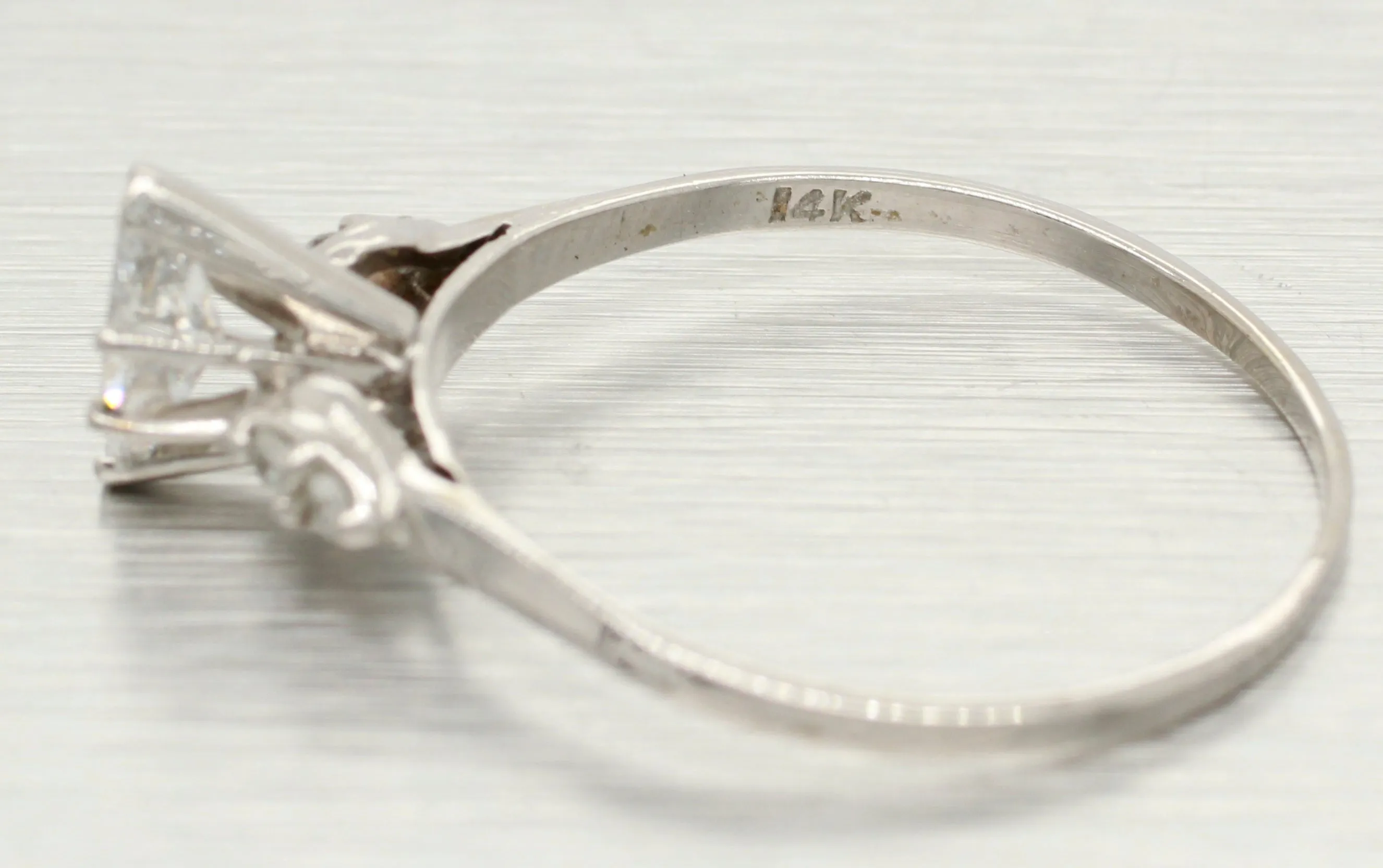 Vintage 0.75ctw Marquise Diamond Engagement Ring in 14k White Gold | Size 11.75