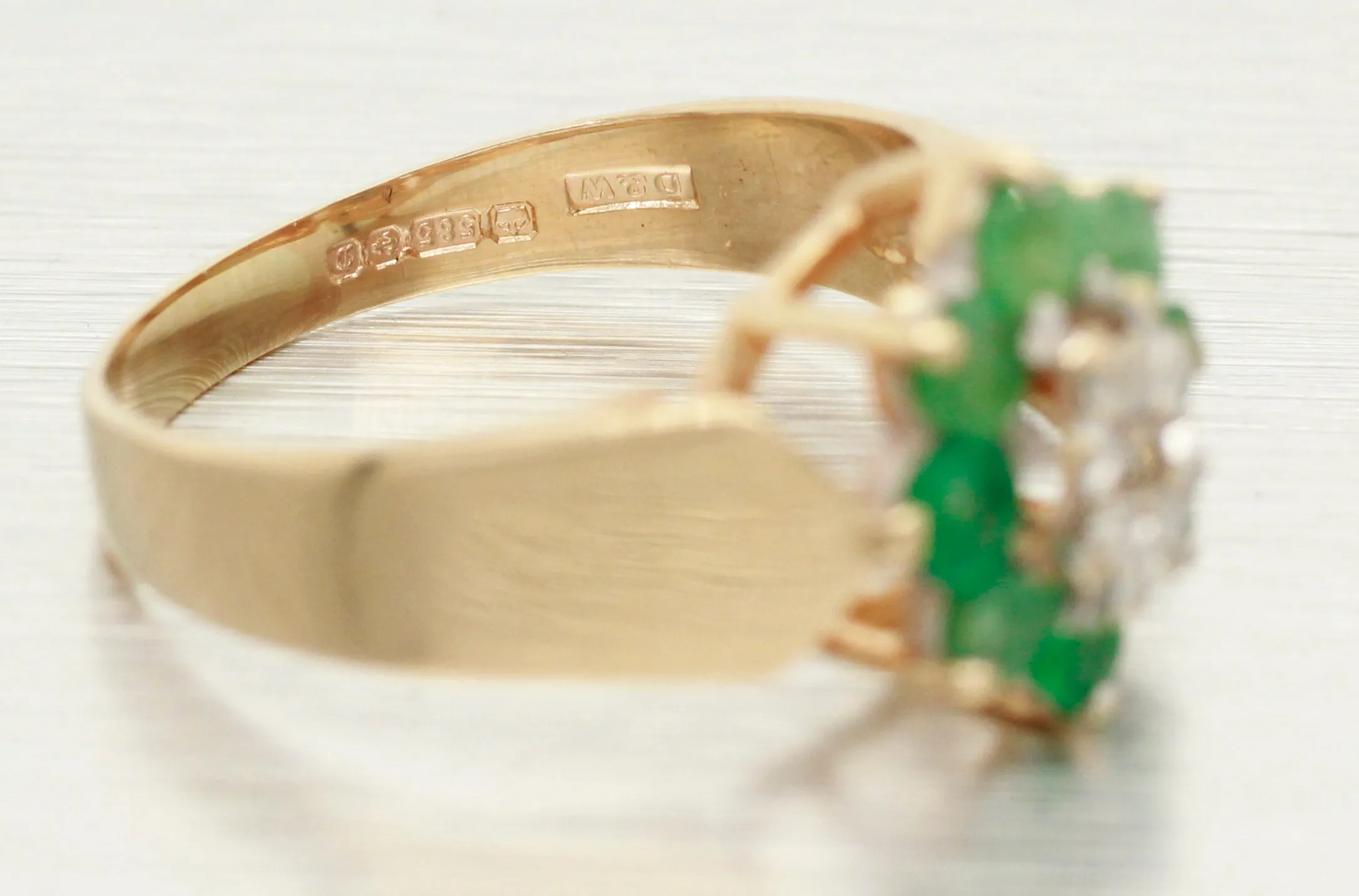 Vintage 0.80ctw Cluster Diamond & Emerald Ring - 14k Yellow Gold Band - Size 7