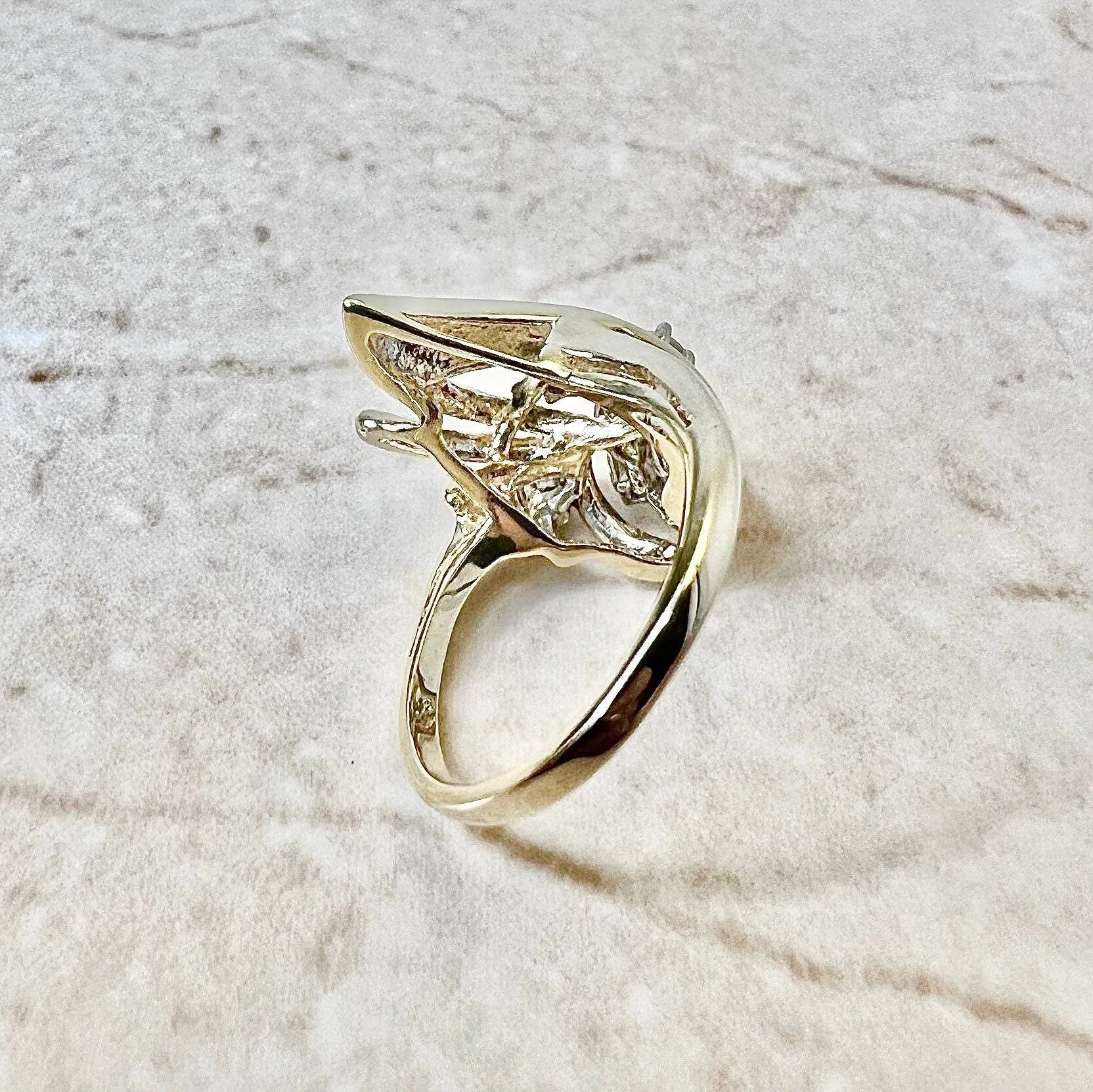 Vintage 14 Karat Yellow Gold 1/2 Carat Diamond Cocktail Ring