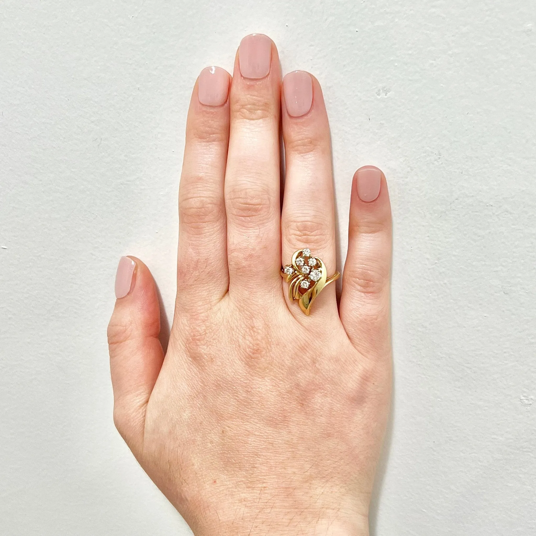 Vintage 14 Karat Yellow Gold 1/2 Carat Diamond Cocktail Ring