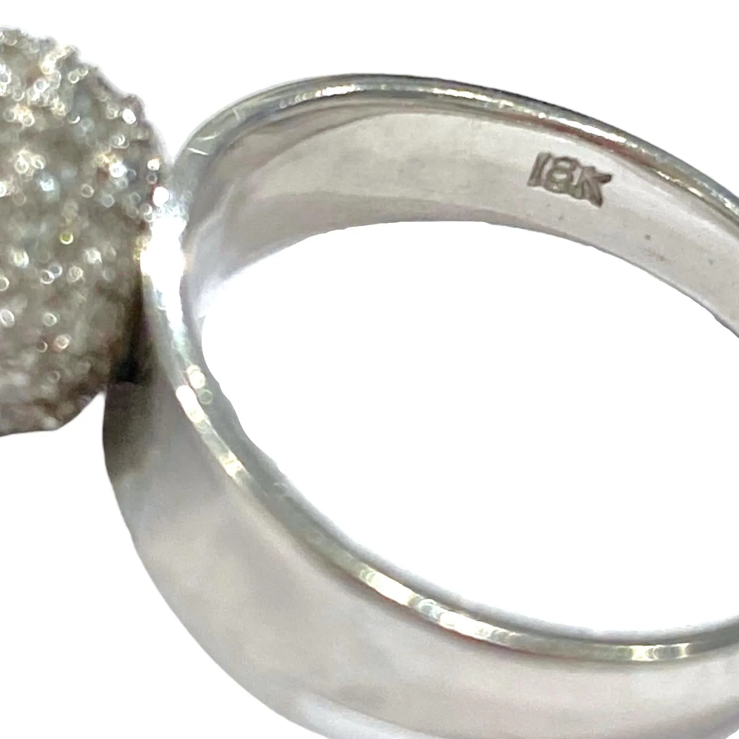 Vintage 18K White Gold Diamond Ball Ring