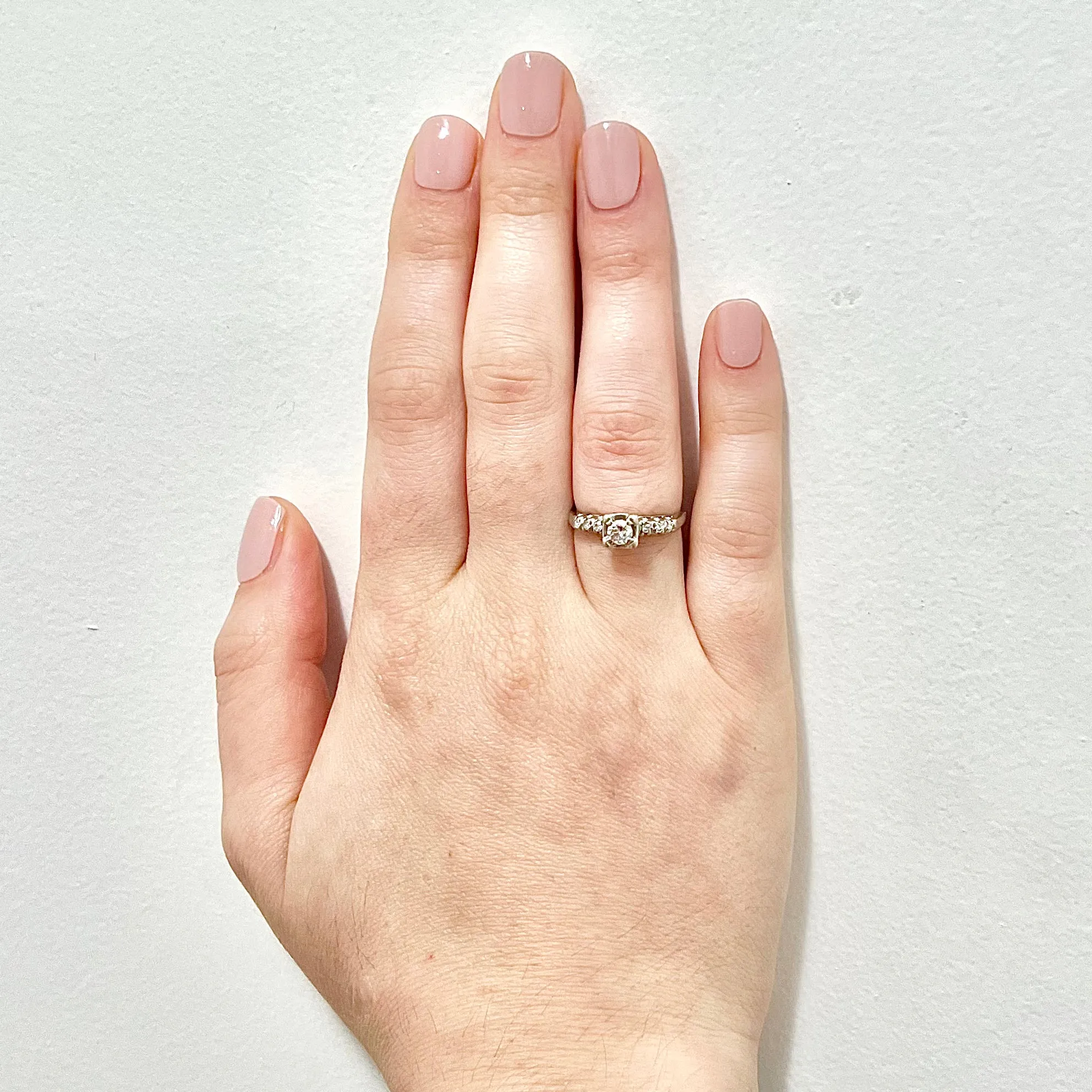 Vintage 1940’s 14 Karat White Gold 0.35 Carat Diamond Engagement Ring
