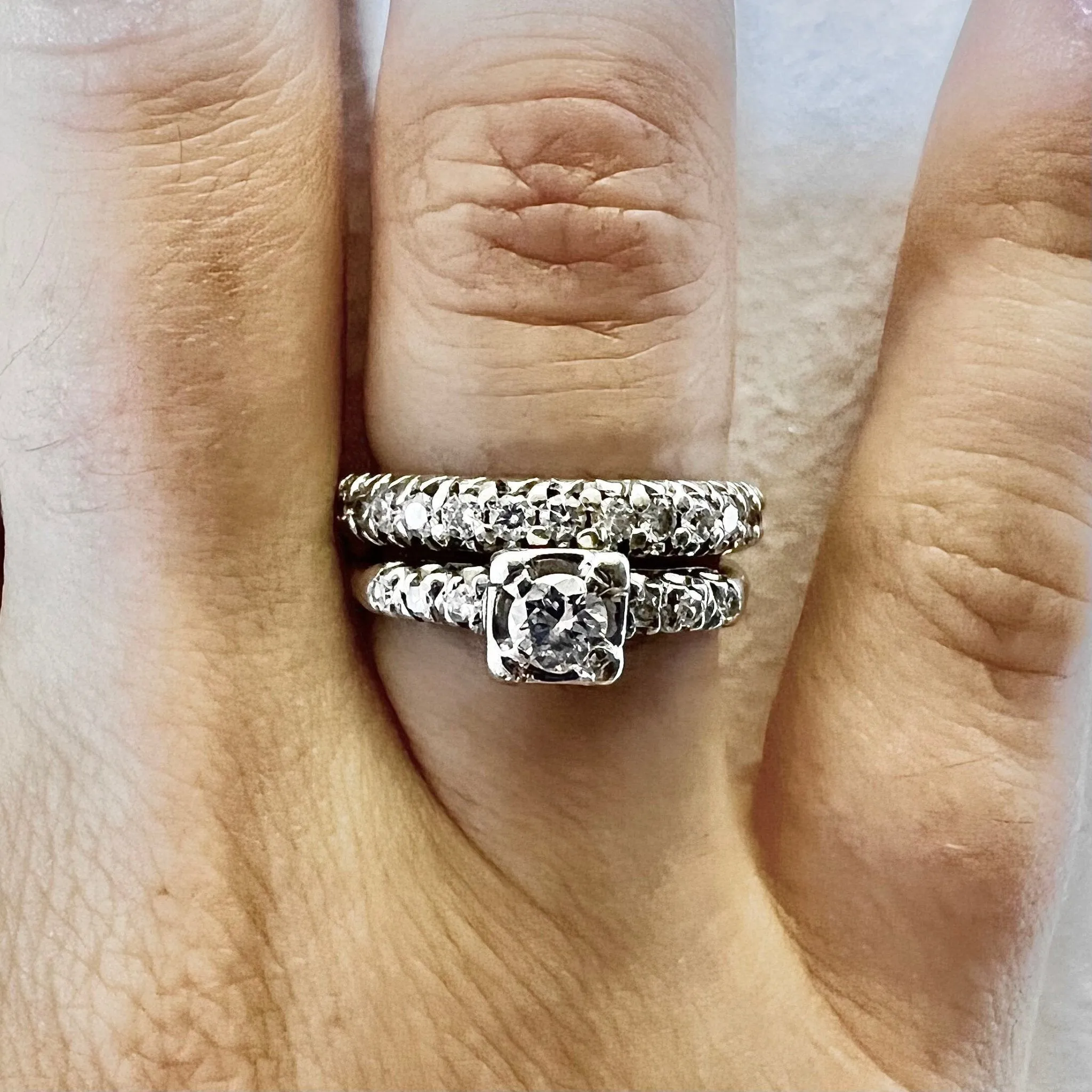 Vintage 1940’s 14 Karat White Gold 0.35 Carat Diamond Engagement Ring