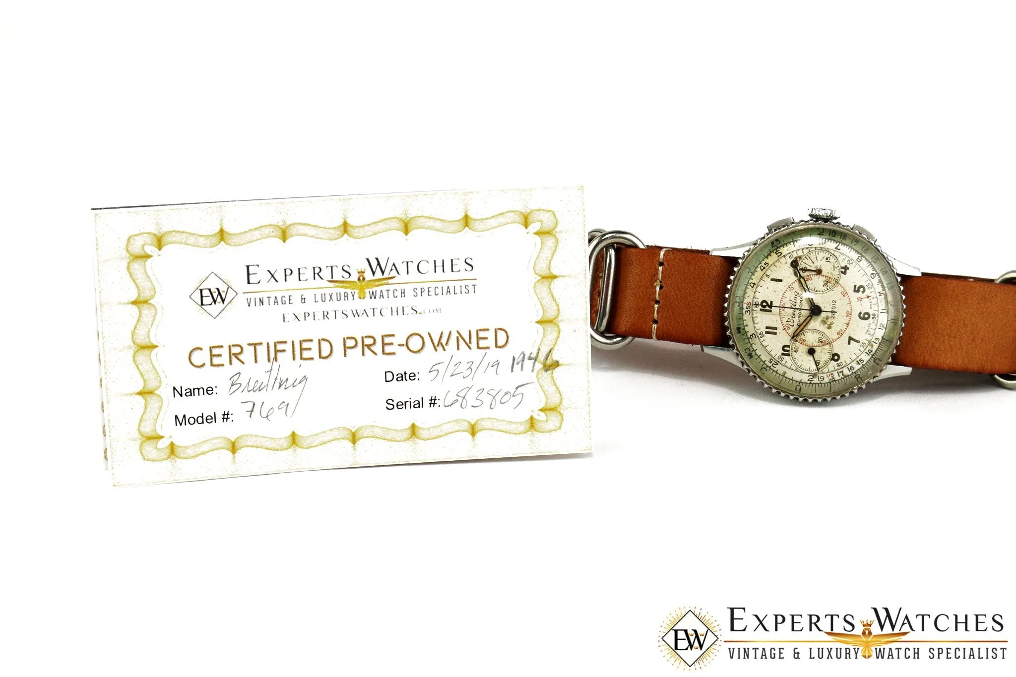 Vintage 1946 Breitling 769 Chronomat Chronograph Venus 175 Certified Watch