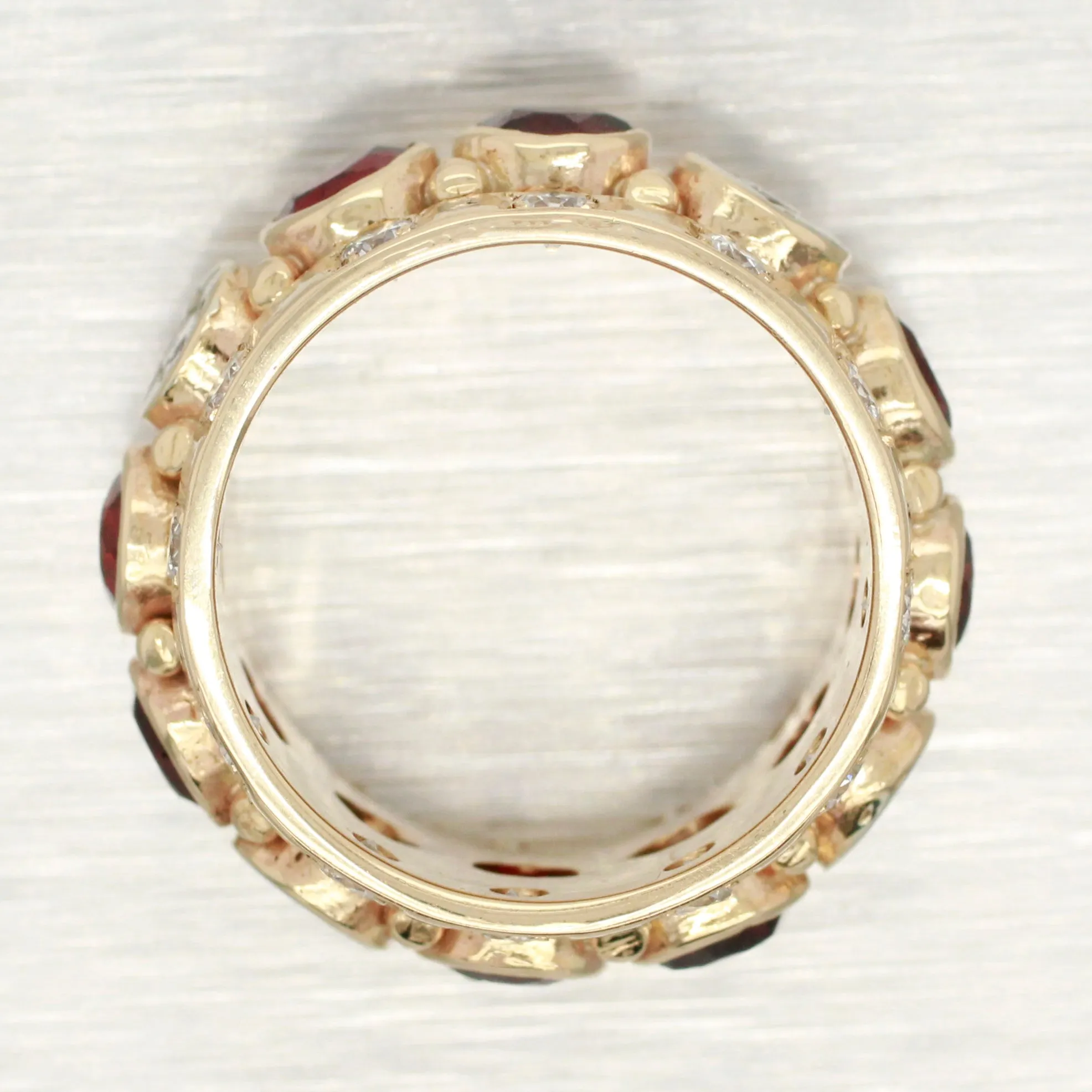 Vintage 2.00ctw Garnet & Diamond Ring - 14k Yellow Gold Milgrain Band