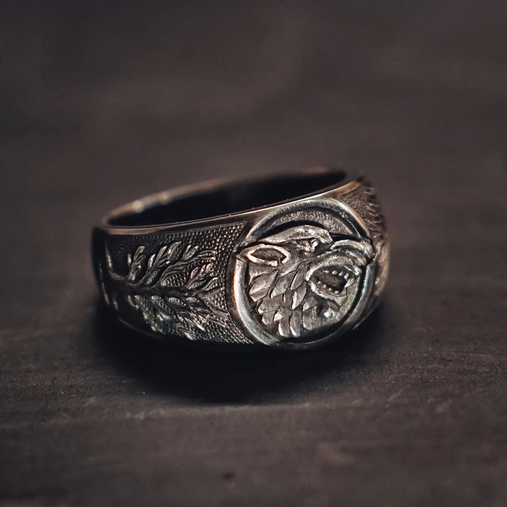 Vintage Embossed Wolf Statement Ring Retro Punk Jewelry For Men
